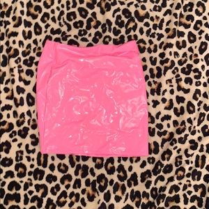 Pink latex skirt!!